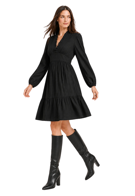 Umi Cotton Short Dress Black image