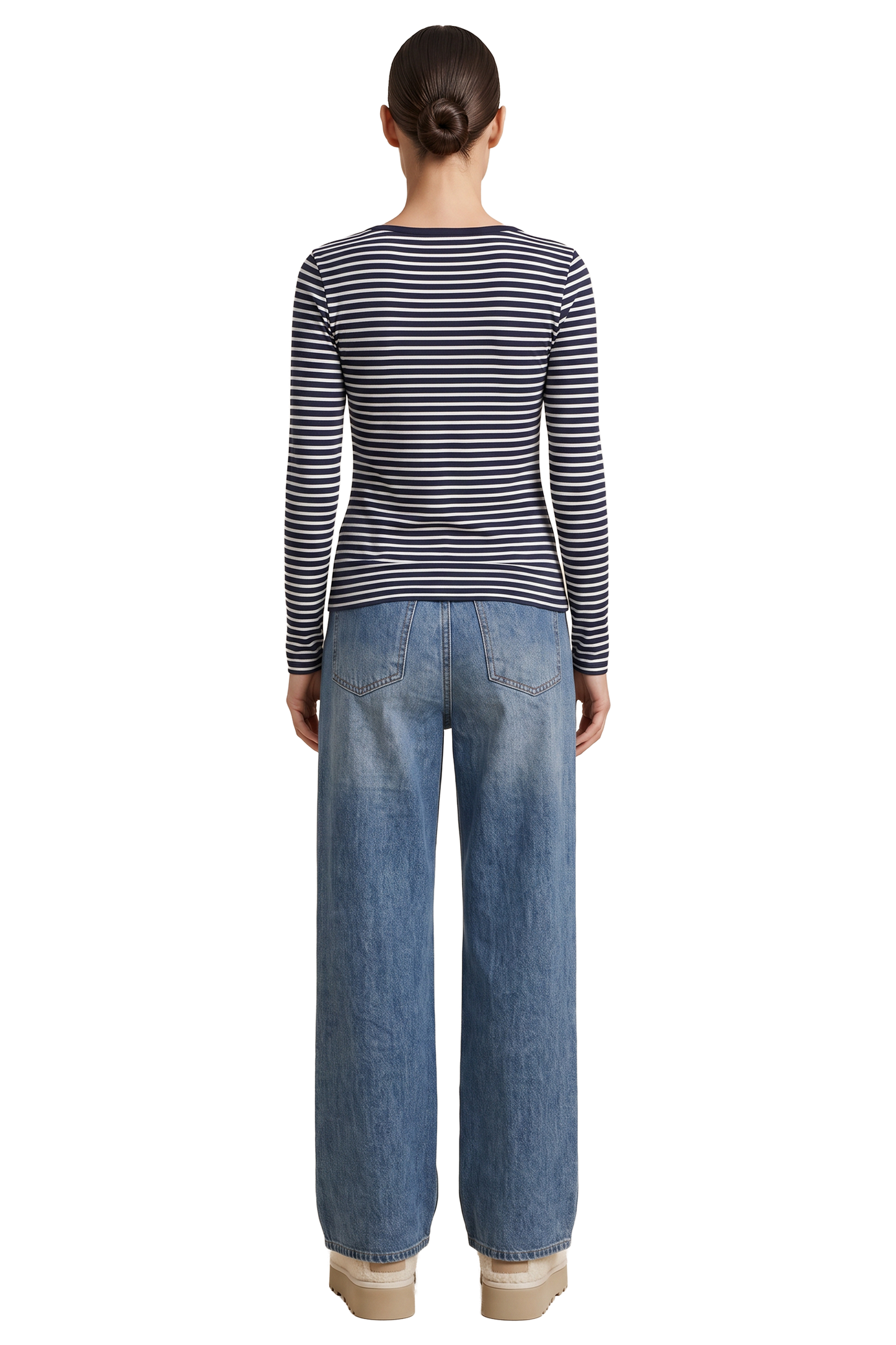 Caroline Striped LS Blouse Black / White