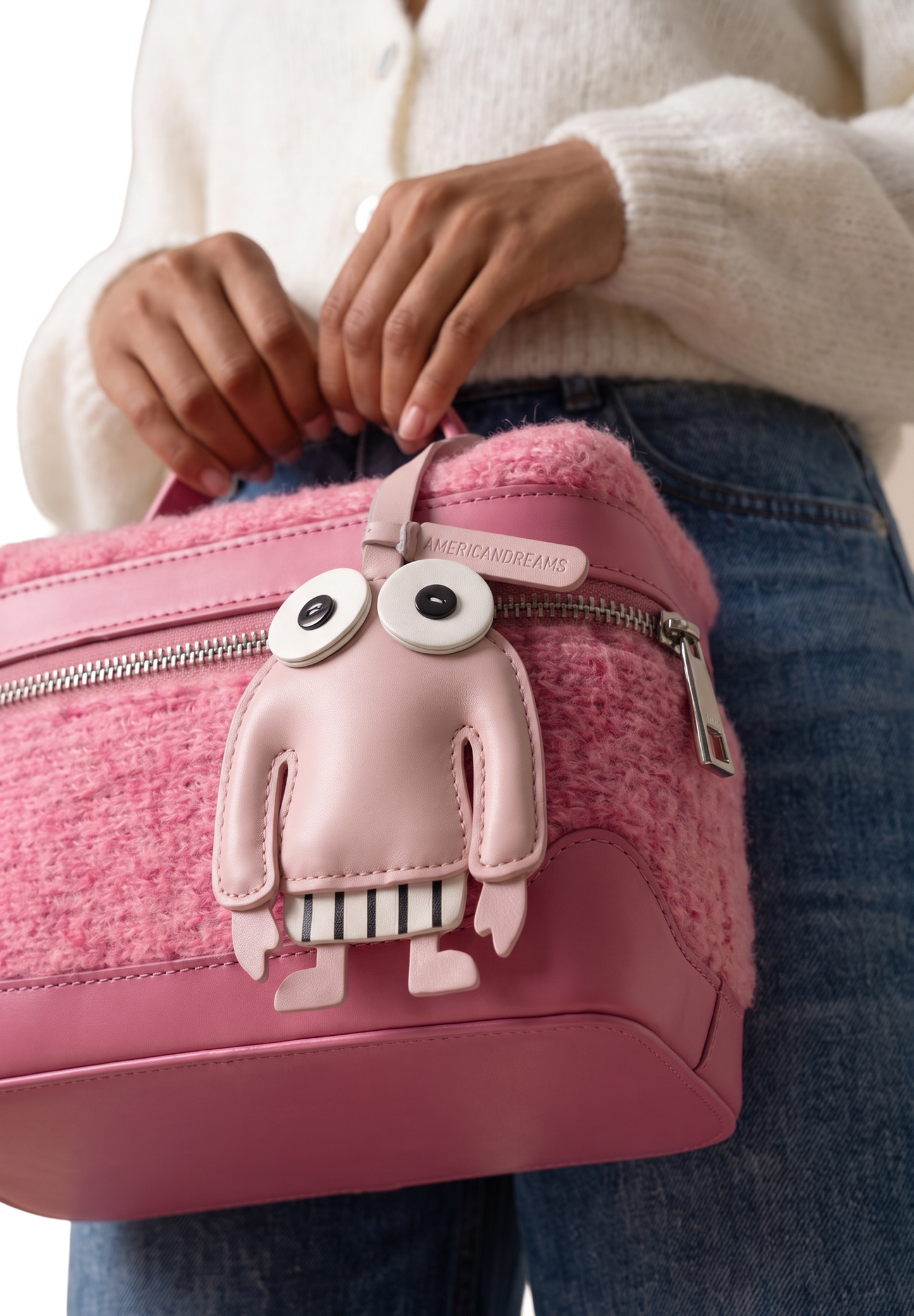 Mr Pullover Leather Bag Charm Light Pink