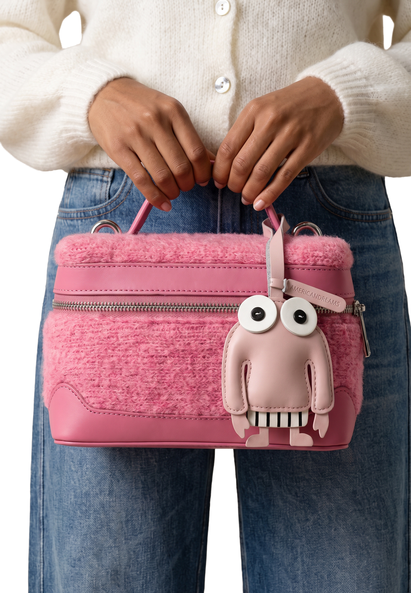Mr Pullover Leather Bag Charm Light Pink