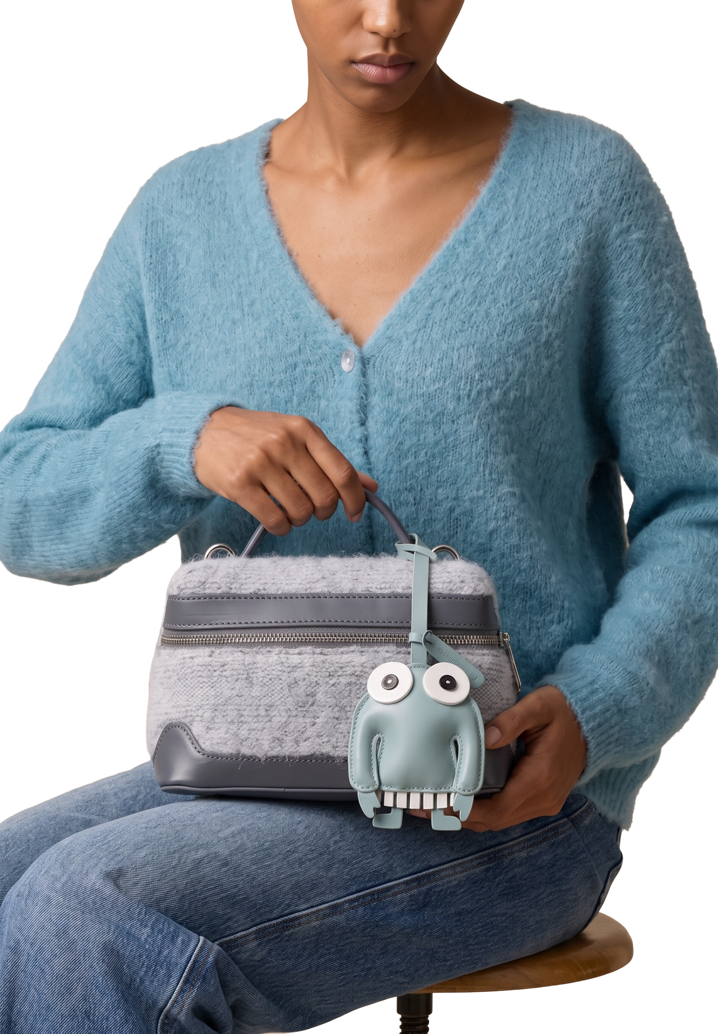 Mr Pullover Leather Bag Charm Seafoam Green