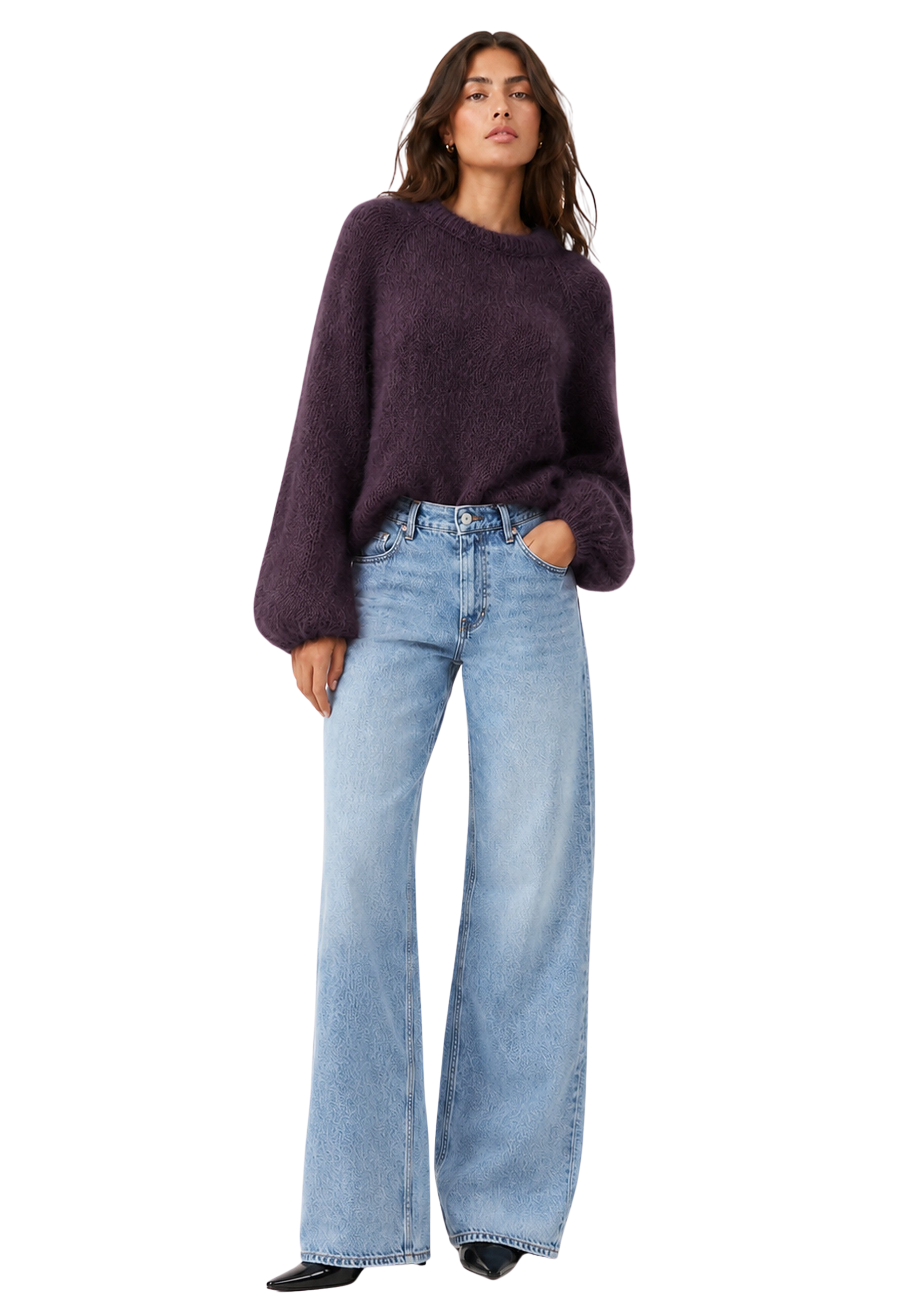 Rosie Mohair Knit Pullover Aubergine image