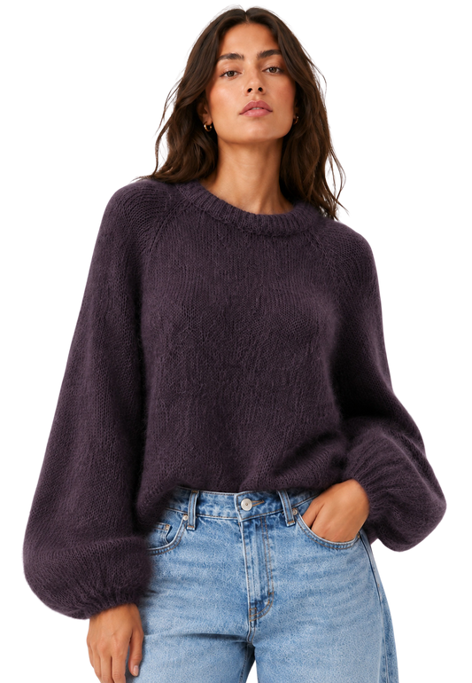 Rosie Mohair Knit Pullover Aubergine image