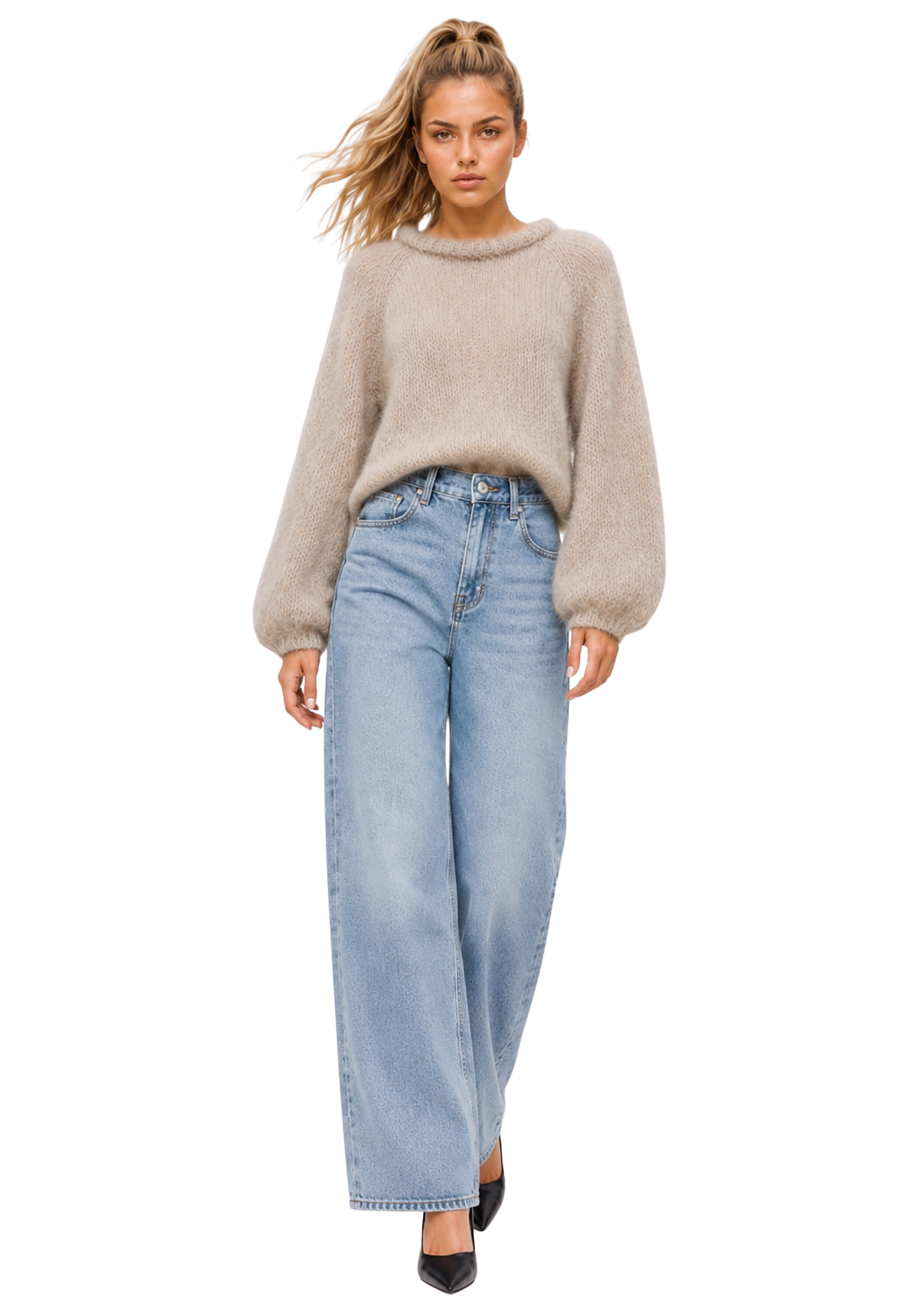 Rosie Mohair Knit Pullover Beige image