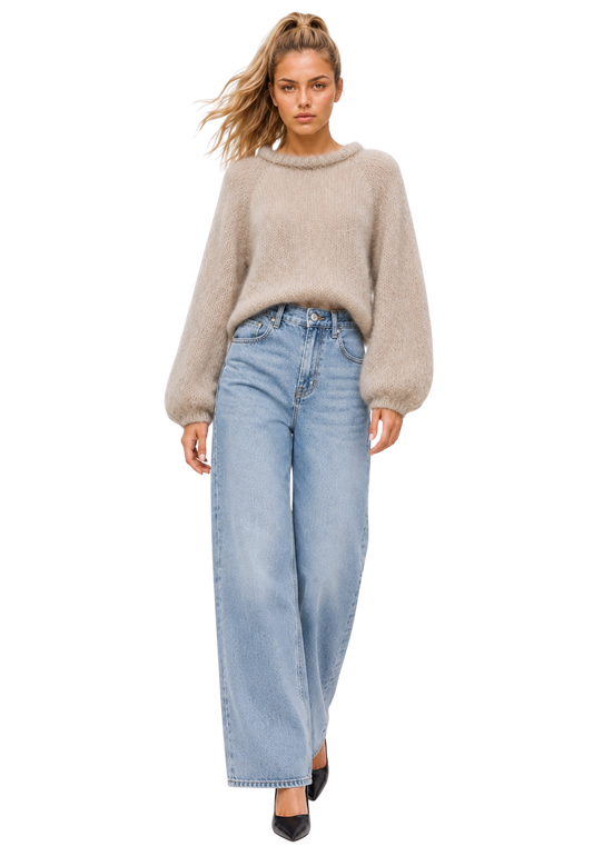 Rosie Mohair Knit Pullover Beige image