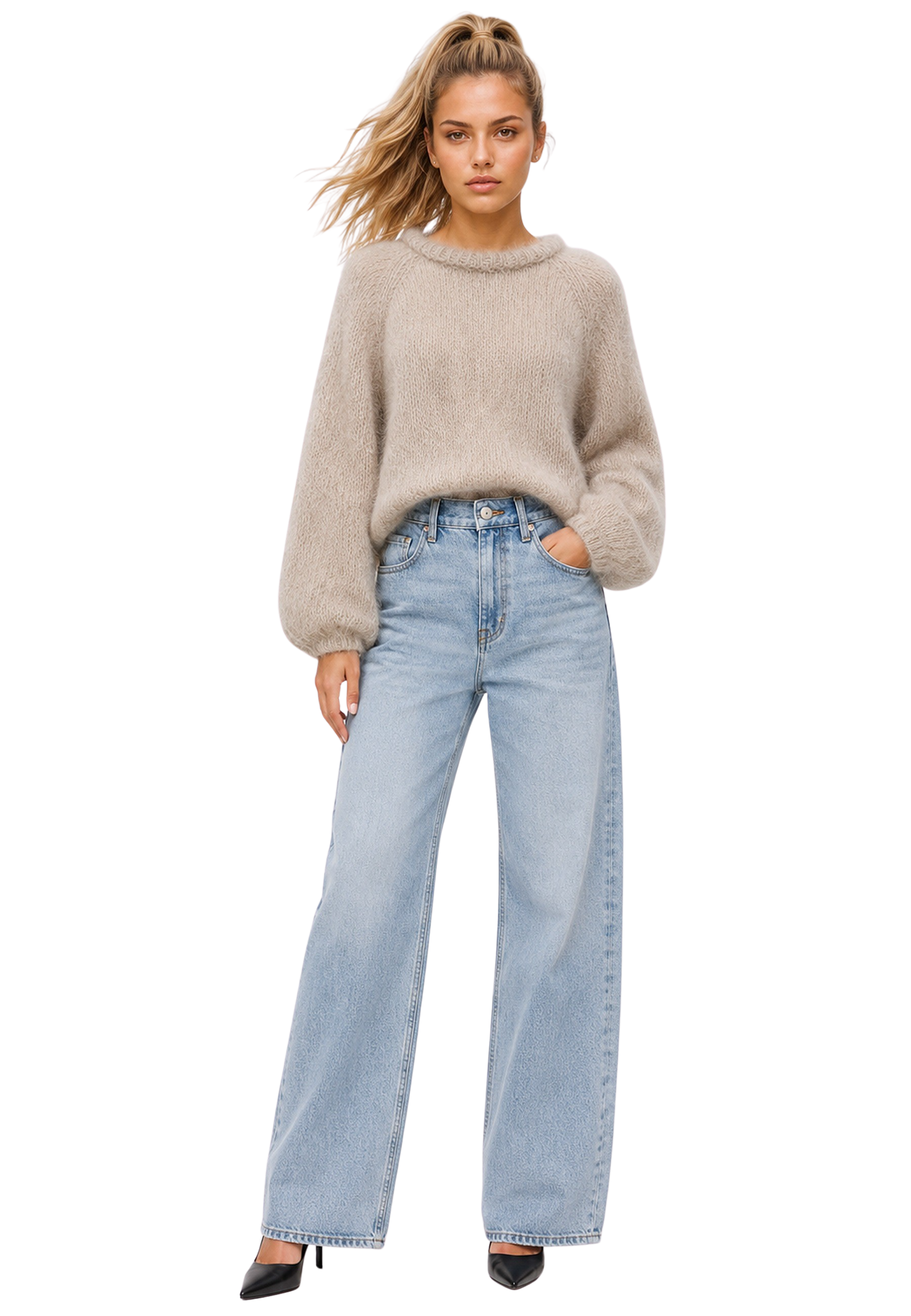 Rosie Mohair Knit Pullover Beige image