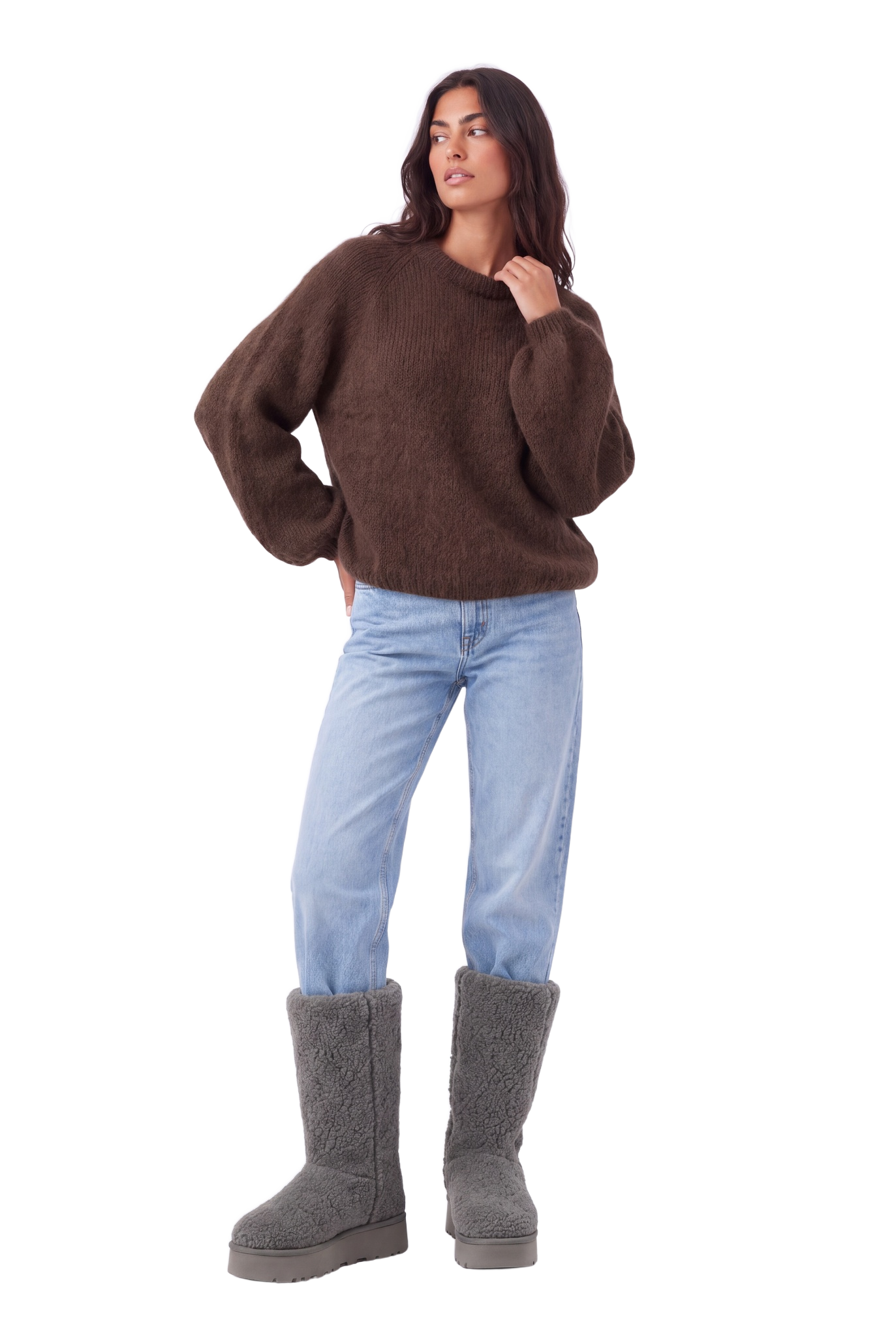 Rosie Mohair Knit Pullover Cocoa model image
