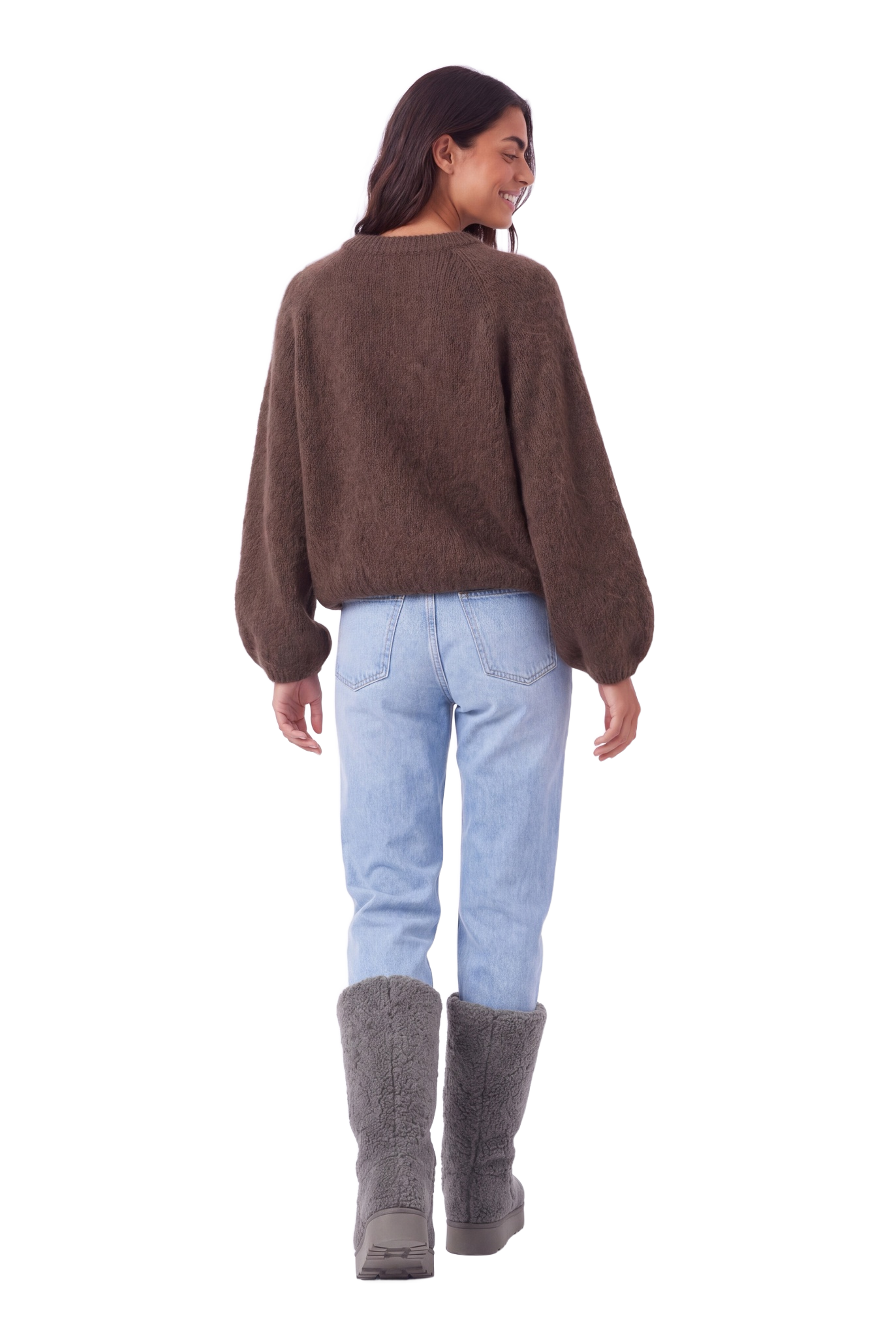 Rosie Mohair Knit Pullover Cocoa model image back