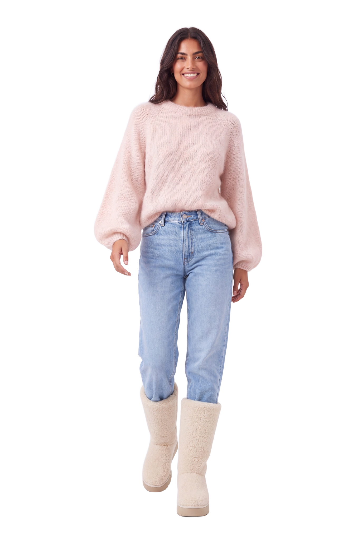 Rosie Mohair Knit Pullover Light Pink model image