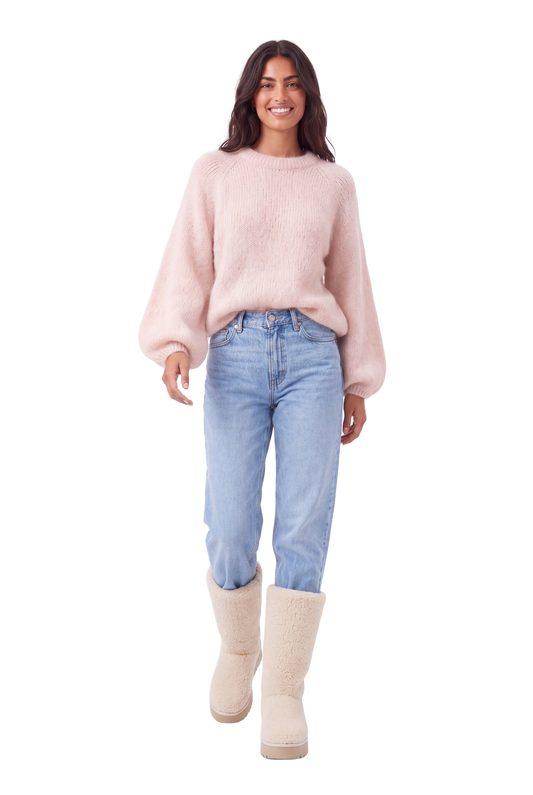 Rosie Mohair Knit Pullover Light Pink model image