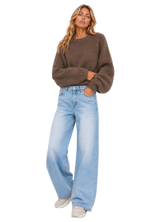 Rosie Mohair Knit Pullover Light Taupe image