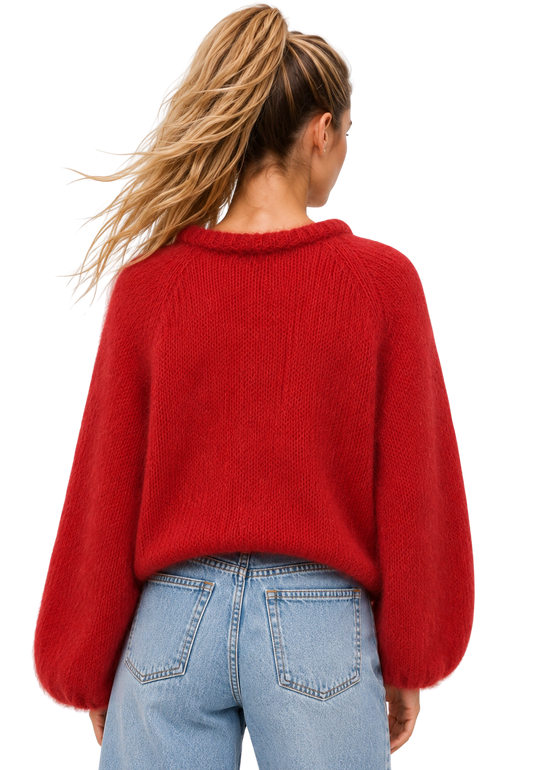 Rosie Mohair Knit Pullover Lipstick Red image