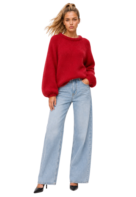 Rosie Mohair Knit Pullover Lipstick Red image