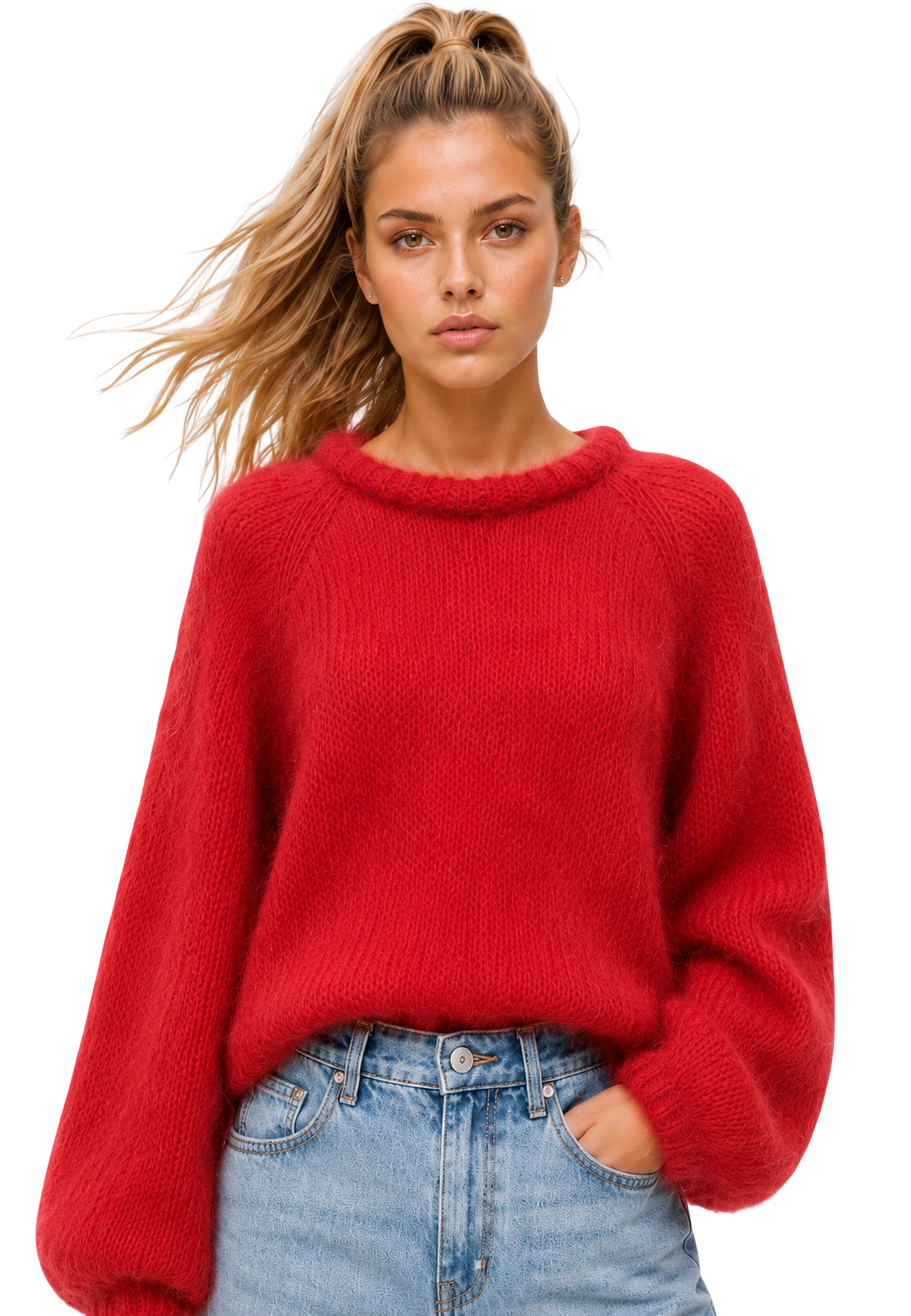 Rosie Mohair Knit Pullover Lipstick Red image