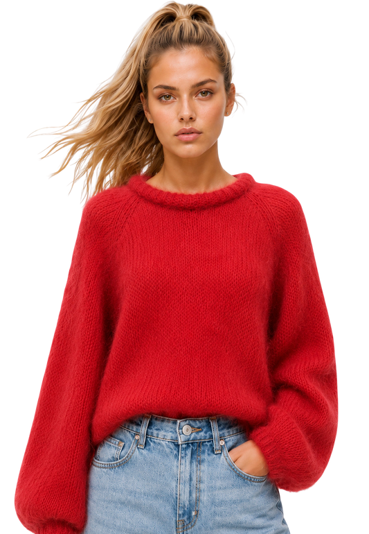 Rosie Mohair Knit Pullover Lipstick Red image