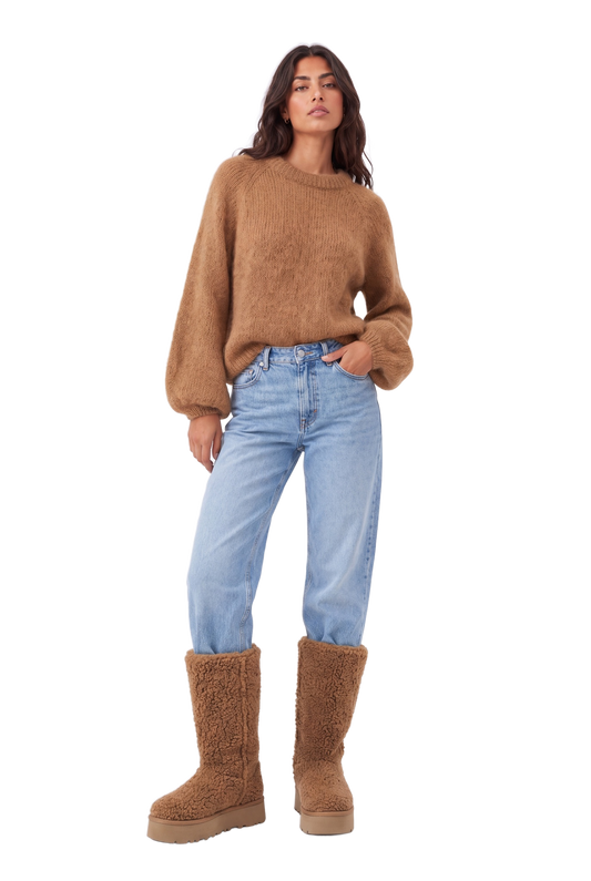 Rosie Mohair Knit Pullover Medium Brown model image