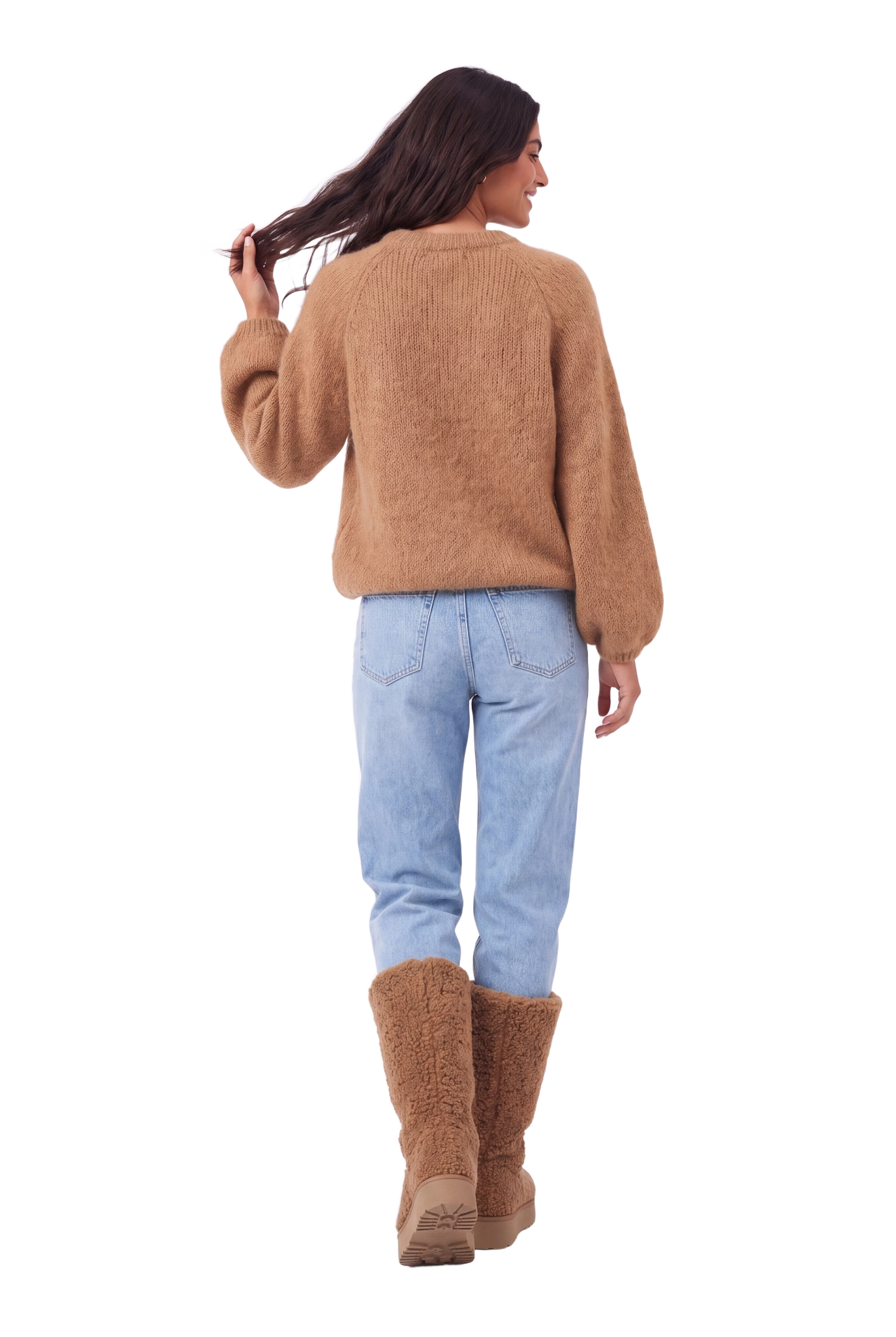 Rosie Mohair Knit Pullover Medium Brown model image back