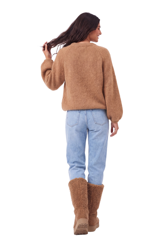 Rosie Mohair Knit Pullover Medium Brown model image back