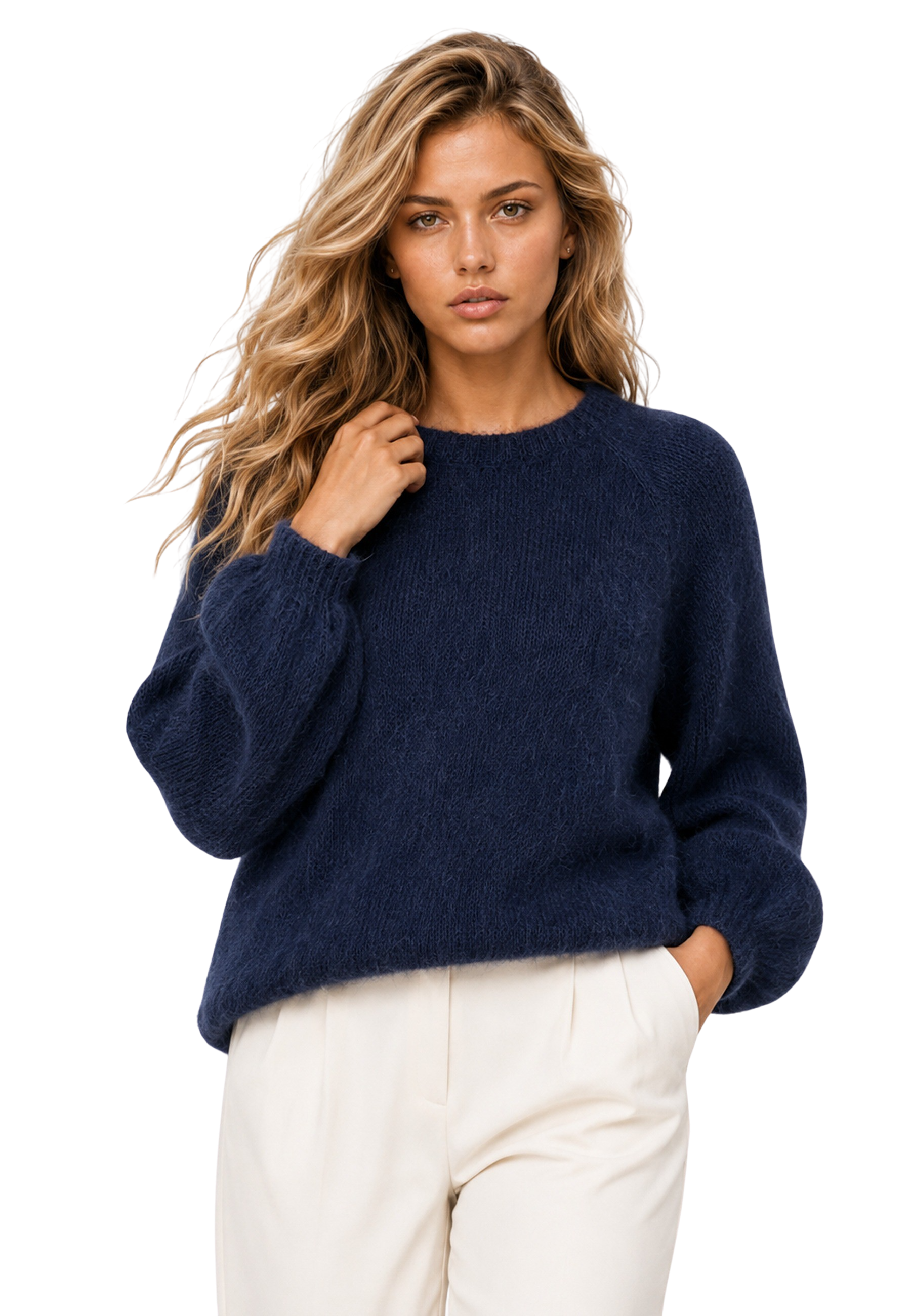 Rosie Mohair Knit Pullover Navy Blue image