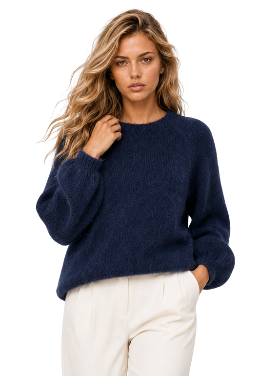 Rosie Mohair Knit Pullover Navy Blue image
