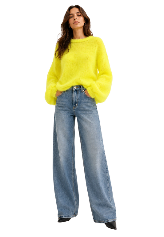 Rosie Mohair Knit Pullover Neon Yellow image