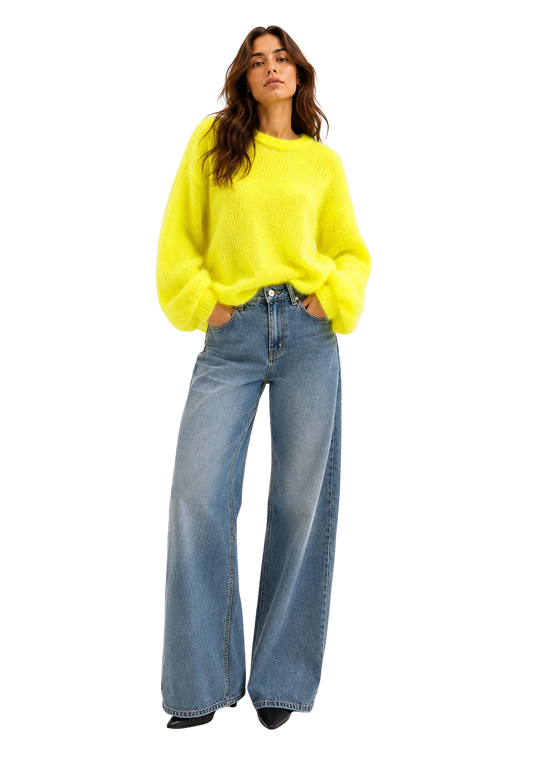 Rosie Mohair Knit Pullover Neon Yellow image