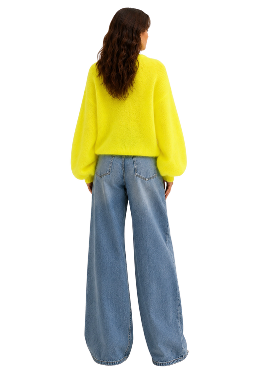 Rosie Mohair Knit Pullover Neon Yellow image