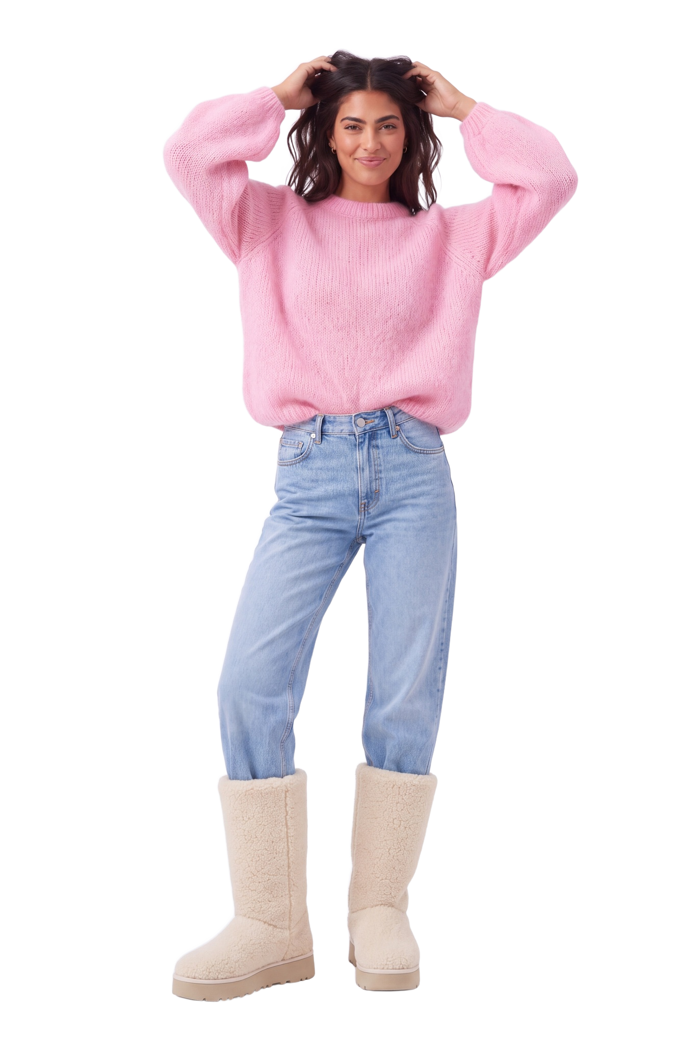 Rosie Mohair Knit Pullover Soft Berry model image