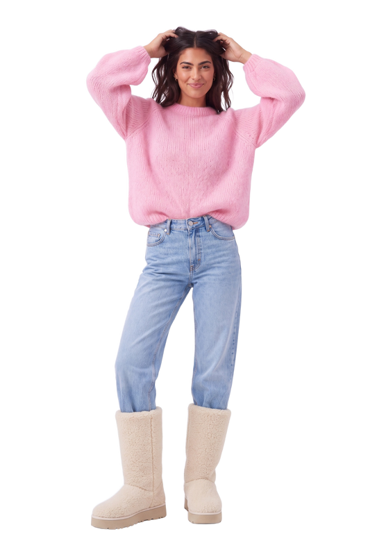Rosie Mohair Knit Pullover Soft Berry model image
