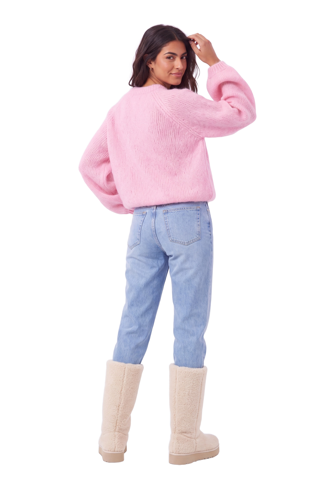Rosie Mohair Knit Pullover Soft Berry model image back