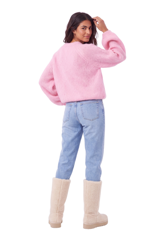 Rosie Mohair Knit Pullover Soft Berry model image back