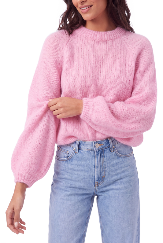 Rosie Mohair Knit Pullover Soft Berry model image close-up