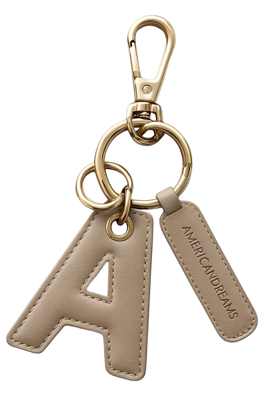 A Signature Leather Key Chain Beige