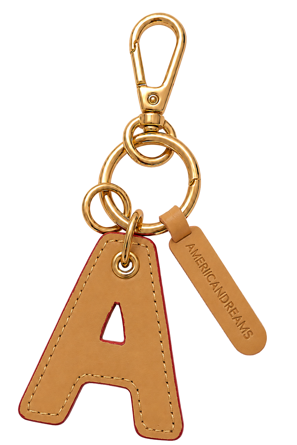 A Signature Leather Key Chain Beige