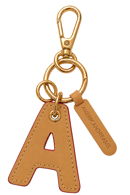 A Signature Leather Key Chain Beige