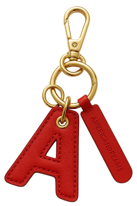 A Signature Leather Key Chain Lipstick Red