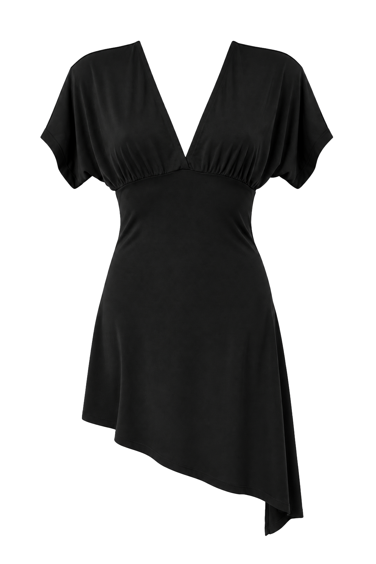Alba V-Neck Asymmetrical Dress Black