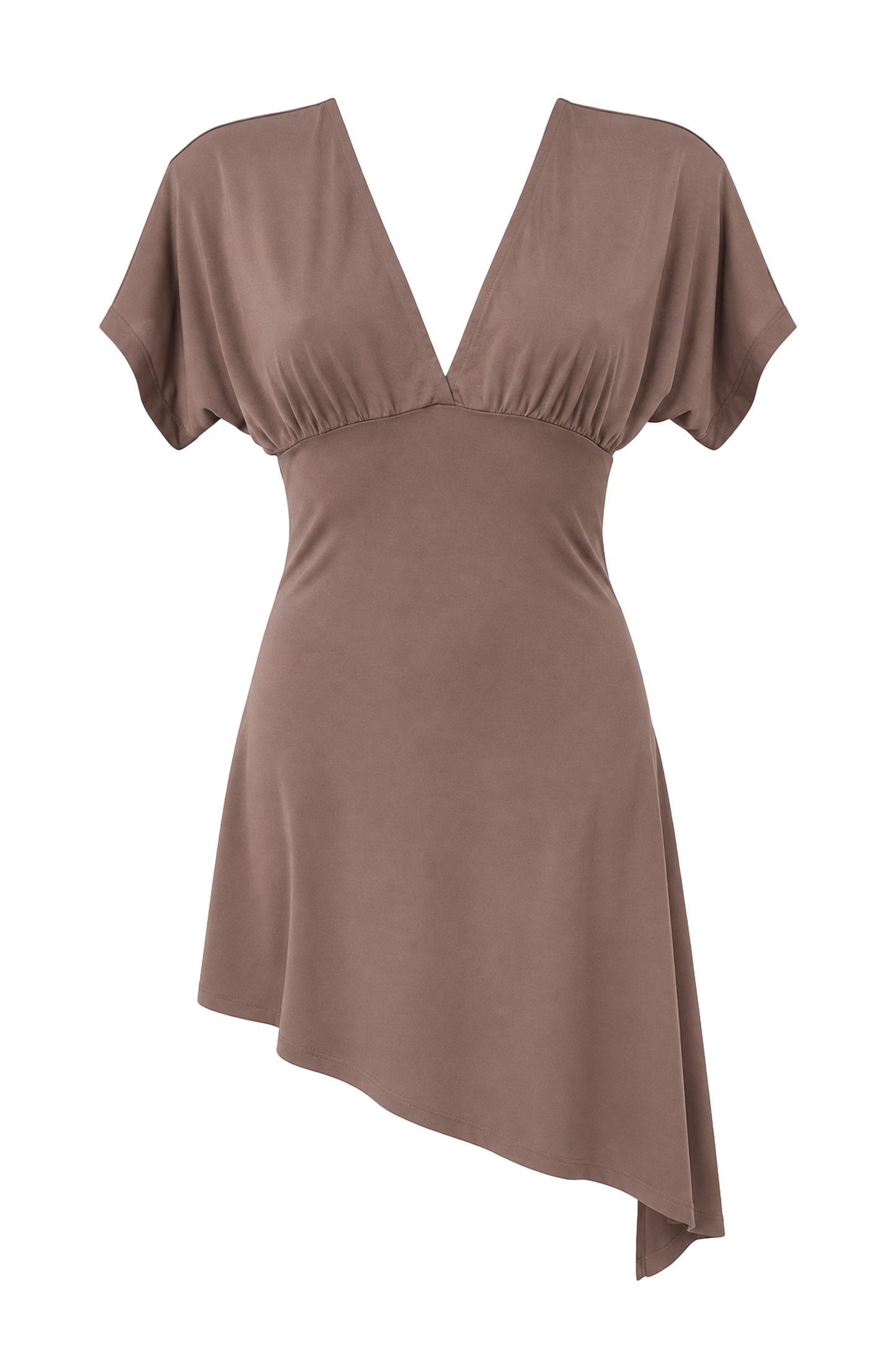 Alba V-Neck Asymmetrical Dress Taupe