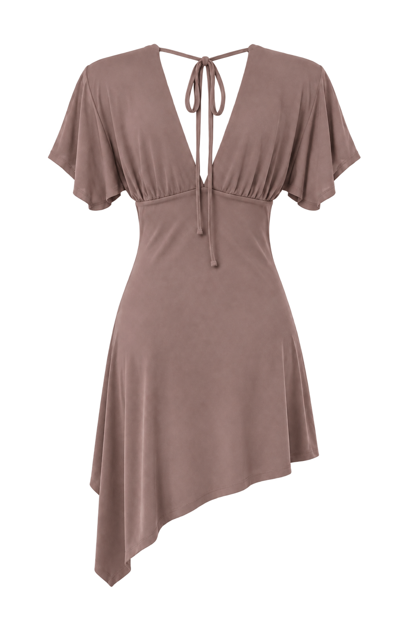 Alba V-Neck Asymmetrical Dress Taupe