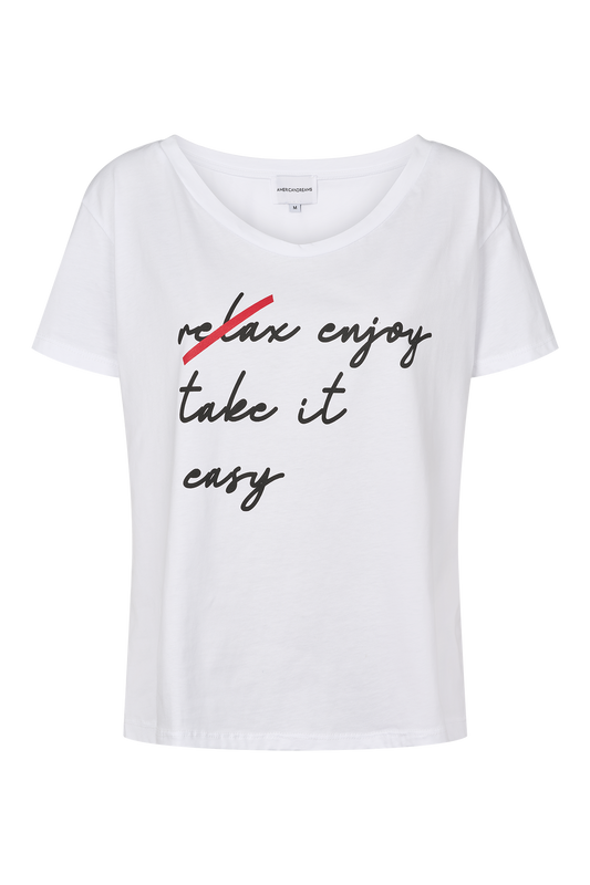 T-shirt White Enjoy Take it Easy Black Letters