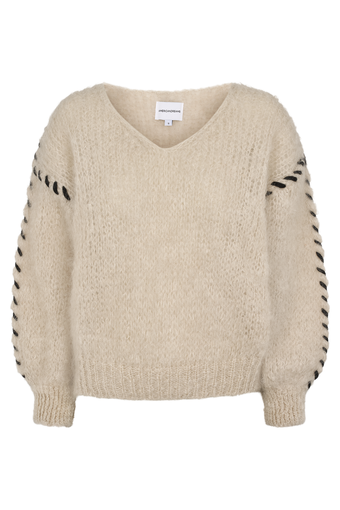 Milana LS Mohair Knit Stitching Beige