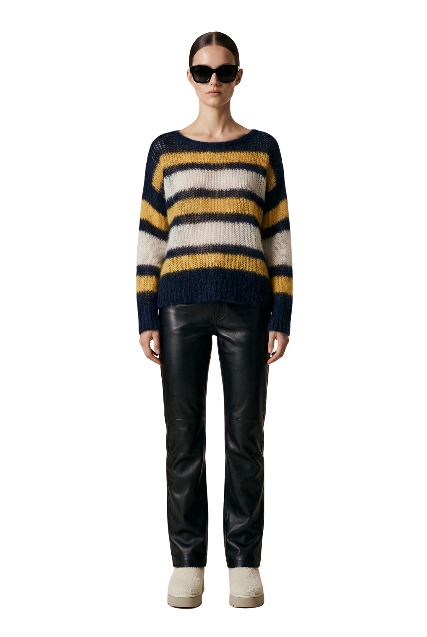 Amira Knit Pullover Blue White Yellow Striped