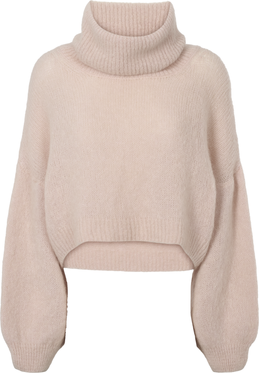 Andrea Rollneck Cropped Alpaca Pullover Light Taupe