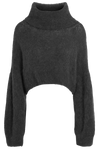 Andrea Rollneck Cropped Alpaca Pullover Black