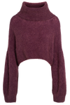 Andrea Rollneck Cropped Alpaca Pullover Bordeaux