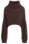 Andrea Rollneck Cropped Alpaca Pullover Cocoa