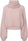 Andrea Rollneck Cropped Alpaca Pullover Light Pink