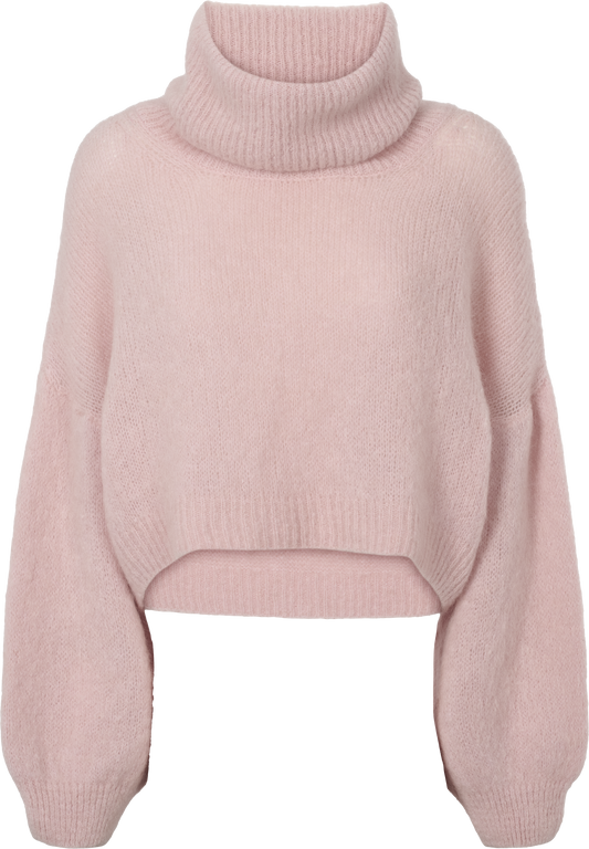 Andrea Rollneck Cropped Alpaca Pullover Light Pink