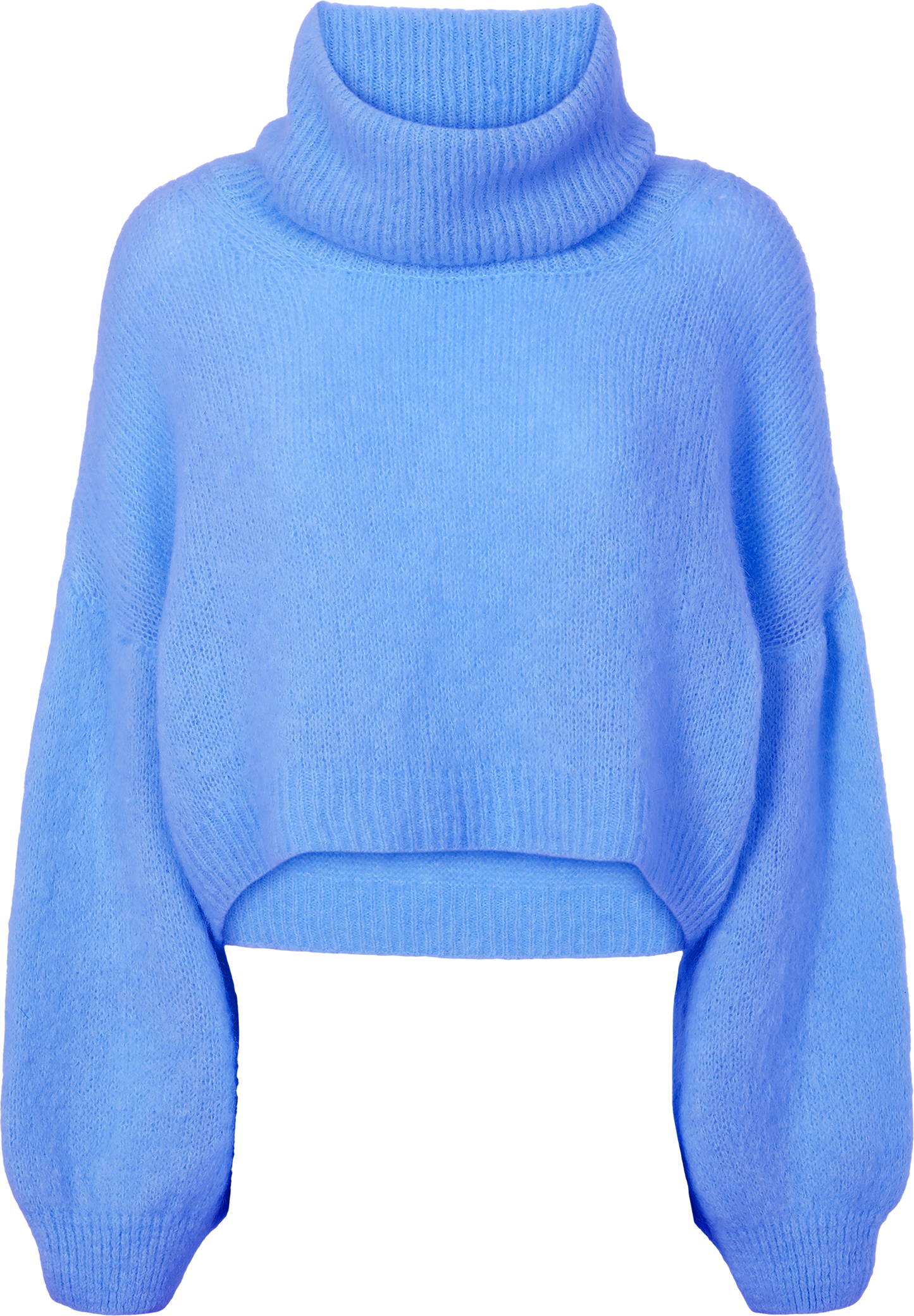Andrea Rollneck Cropped Alpaca Pullover Sky Blue