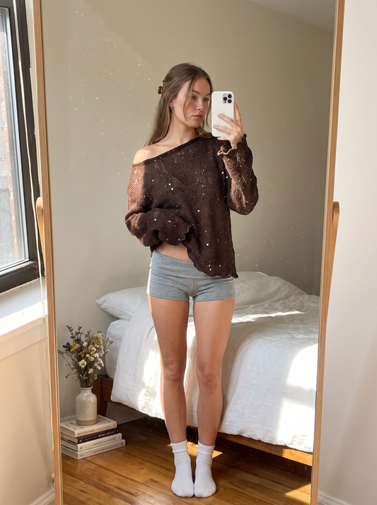 Anya Shimmer Pullover Dark Brown